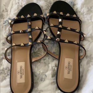 Valentino Leather Rock Stud Flats